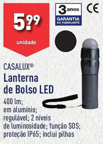 ALDI CASALUX Lanterna de Bolso LED promoção