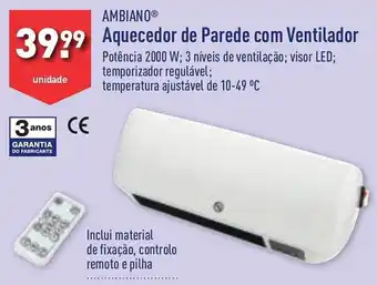 ALDI AMBIANO Aquecedor de Parede com Ventilador promoção
