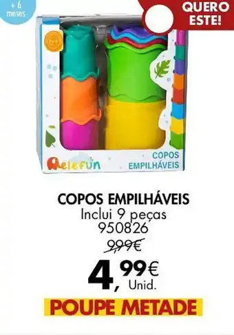Pingo Doce COPOS EMPILHÁVEIS Inclui 9 peças promoção