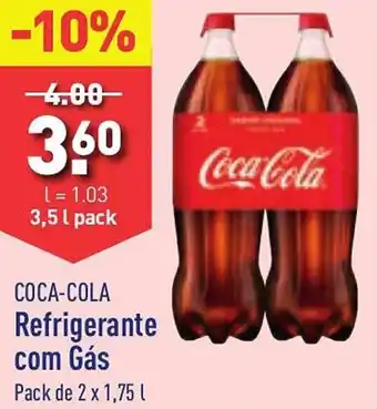 ALDI COCA-COLA Refrigerante com Gás Pack de 2 x 1,75L promoção