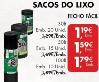 Pingo Doce Sacos do Lixo Fecho Fácil 30lt 20 Unid promoção