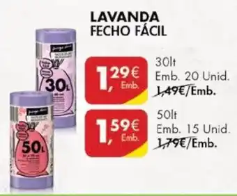 Pingo Doce Lavanda Fecho Fácil 30lt 20 Unid promoção