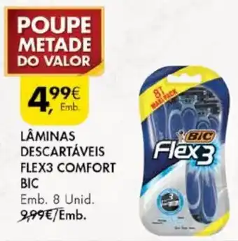 Pingo Doce Lâmina Descartáveis Flex3 Comfort BIC 8 Unid promoção