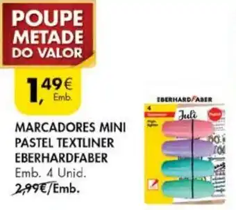 Pingo Doce Marcadores Mini Pastel Textliner Eberhardfaber 4 Unid promoção