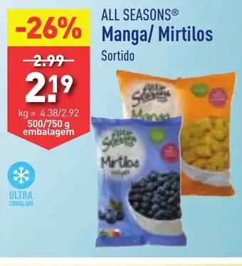 ALDI ALL SEASONS Manga/ Mirtilos promoção
