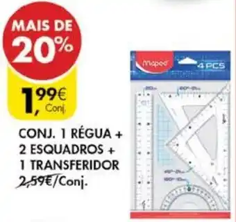 Pingo Doce Conj. 1 Régua + 2 Esquadros + 1 Transferidor promoção