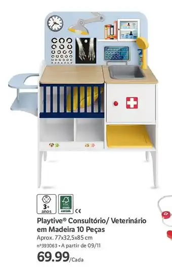 Lidl Playtive Consultório/ Veterinário em Madeira 10 Peças promoção