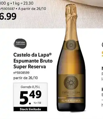 Lidl Castelo da Lapa Espumante Bruto Super Reserva promoção