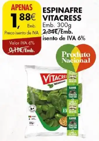 Pingo Doce ESPINAFRE VITACRESS emb. 300g promoção