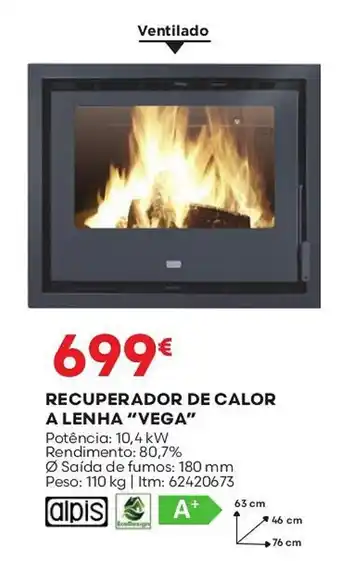 Bricomarché RECUPERADOR DE CALOR A LENHA "VEGA" Potência: 10,4 kW promoção