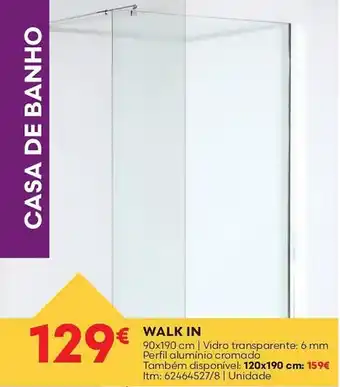 Bricomarché WALK IN 90x190 cm | Vidro transparente: 6 mm promoção