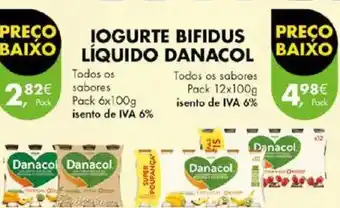 Pingo Doce IOGURTE BIFIDUS LÍQUIDO DANACOL Pack 6x100g promoção