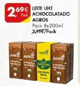 Pingo Doce LEITE UHT ACHOCOLATADO AGROS Pack 8x200ml promoção
