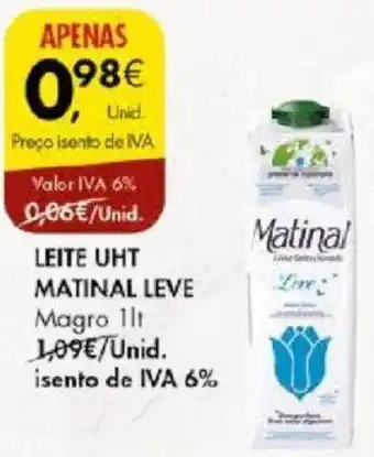 Pingo Doce LEITE UHT MATINAL LEVE 1lt promoção
