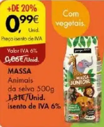 Pingo Doce MASSA Animais da selva 500g promoção