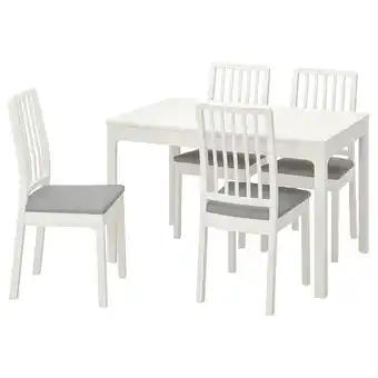 Ekedalen / ekedalen mesa e 4 cadeiras, branco/orrsta cinz clr, 120/180 cm