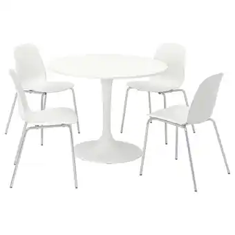 IKEA Docksta / lidås mesa e 4 cadeiras, branco branco/branco cromado, 103 cm promoção