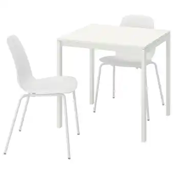 IKEA Melltorp / lidås mesa e 2 cadeiras, branco branco/branco branco, 75x75 cm promoção