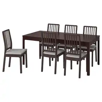 IKEA Ekedalen / ekedalen mesa e 6 cadeiras, castanho escuro/orrsta cinz clr, 180/240 cm promoção