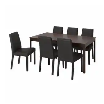 IKEA Ekedalen / bergmund mesa e 6 cadeiras, castanho escuro/glose preto, 180/240 cm promoção