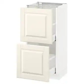 Metod armário baixo c/2gavetas, branco/bodbyn branco-bege, 40x37 cm