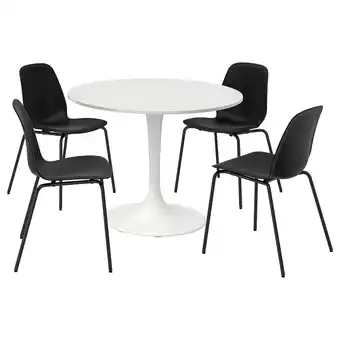 IKEA Docksta / lidås mesa e 4 cadeiras, branco branco/glose preto, 103 cm promoção