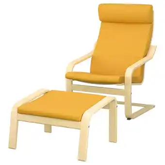 IKEA Poäng poltrona e repousa-pés, chapa de bétula/skiftebo amarelo promoção