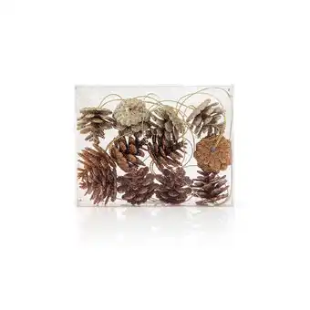 Continente Conjunto 12 pinhas 3cm douradas bronze e brancas promoção