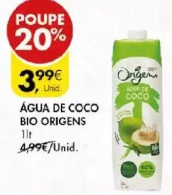 Pingo Doce ÁGUA DE COCO BIO ORIGENS 1lt promoção