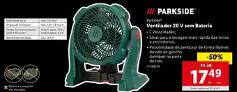 Lidl Parkside Ventilador 20 V sem Bateria promoção