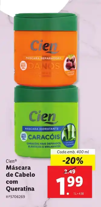 Lidl Cien Máscara de Cabelo com Queratina Cada emb. 400 ml promoção