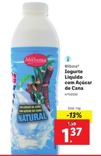 Lidl Milbona Iogurte Líquido com Açúcar Emb. 1 kg promoção