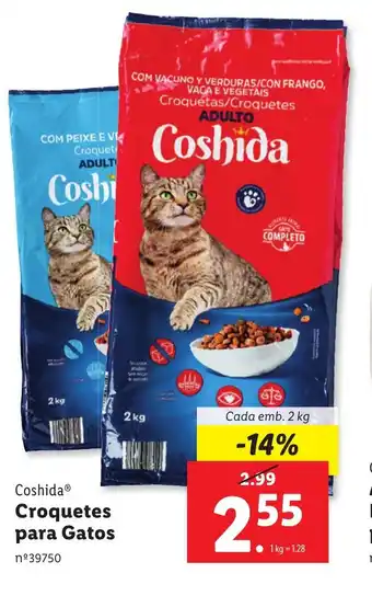 Lidl Coshida Croquetes para Gatos Cada emb. 2 kg promoção