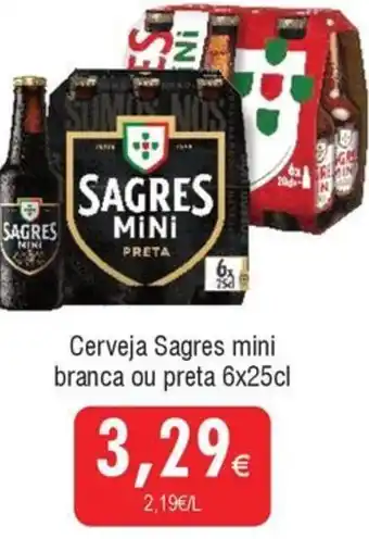 Froiz Cerveja Sagres mini branca ou preta 6x25cl promoção