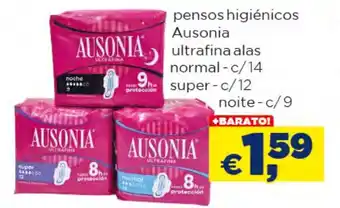 Bolama Pensos higiénicos Ausonia ultrafina alas normal-c/14 super c/12 noite c/9 promoção