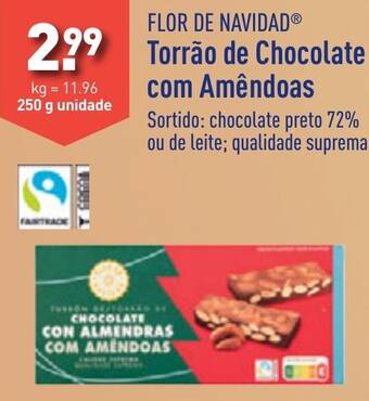 ALDI FLOR DE NAVIDAD Torrão de Chocolate com Amêndoas promoção