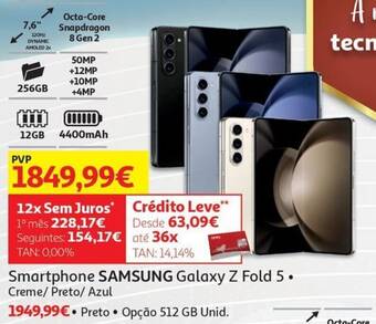 Auchan Smartphone SAMSUNG Galaxy Z Fold 5. Creme/ Preto/ Azul promoção