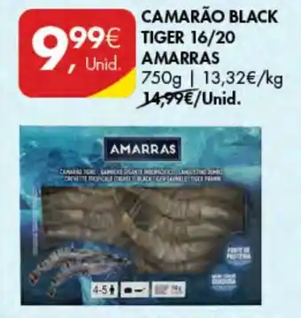 Pingo Doce CAMARÃO BLACK TIGER 16/20 Unid. AMARRAS 750g promoção