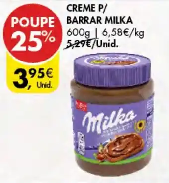 Pingo Doce CREME P/ BARRAR MILKA 600g promoção