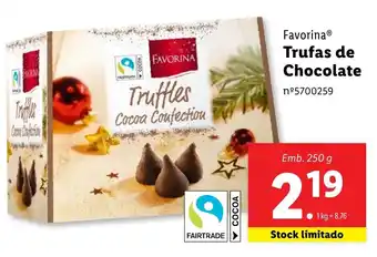 Lidl Favorina Trufas de Chocolate Emb. 250 g promoção