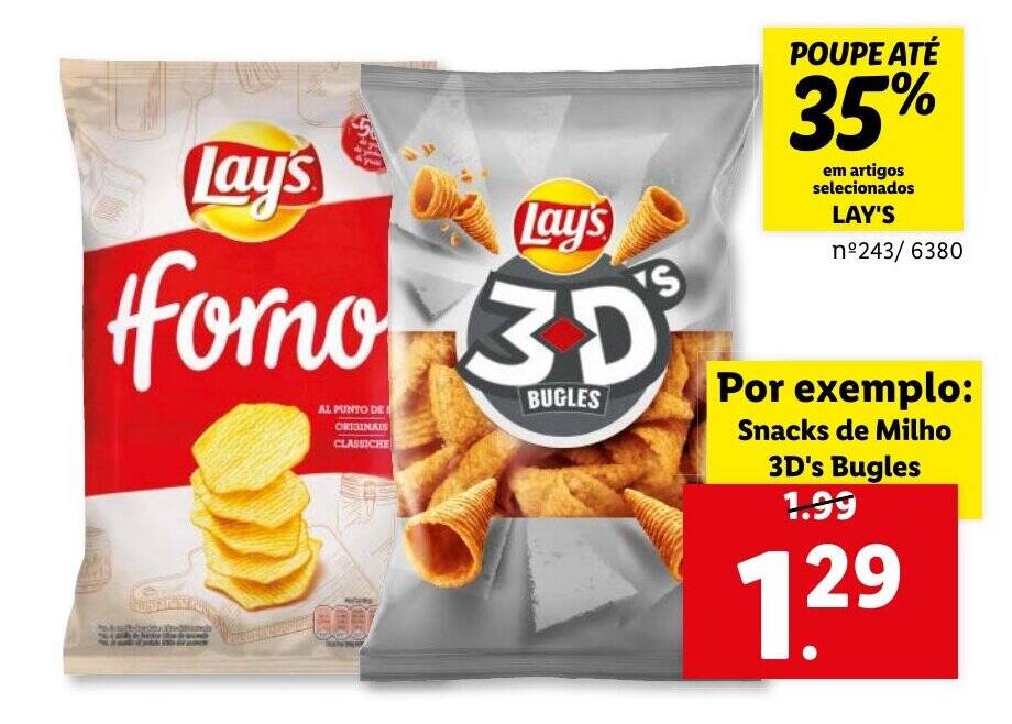 Promoção Snacks de Milho 3D's Bugles em Lidl