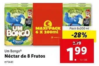 Lidl Um Bongo Néctar de 8 Frutos Pack 6x200 ml promoção
