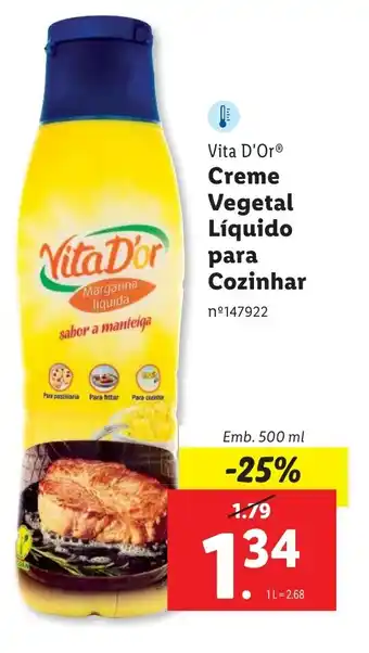 Lidl Vita D'Or Creme Vegetal Líquido para Cozinhar Emb. 500 ml promoção
