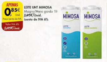 Pingo Doce LEITE UHT MIMOSA 1lt promoção