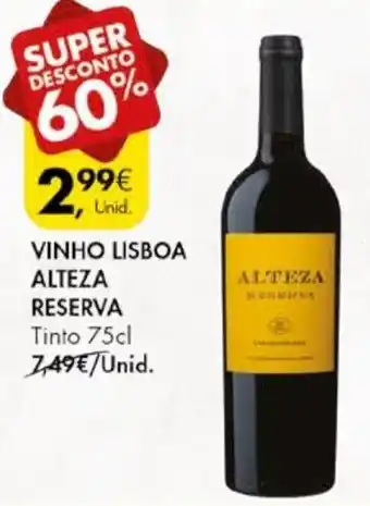 Pingo Doce VINHO LISBOA ALTEZA RESERVA Tinto 75cl promoção