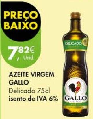 Pingo Doce AZEITE VIRGEM GALLO Delicado 75cl promoção