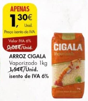 Pingo Doce ARROZ CIGALA Vaporizado 1kg promoção
