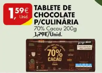 Pingo Doce TABLETE DE CHOCOLATE P/CULINÁRIA 70% Cacau 200g promoção