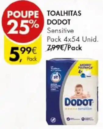 Pingo Doce TOALHITAS DODOT Pack 4x54 Unid. promoção