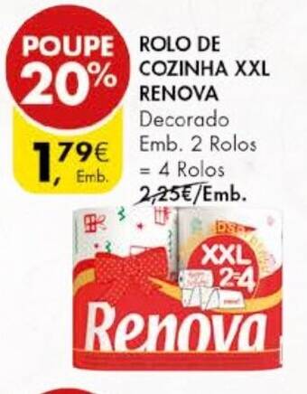 Pingo Doce ROLO DE COZINHA XXL RENOVA Emb. 2 rolos promoção